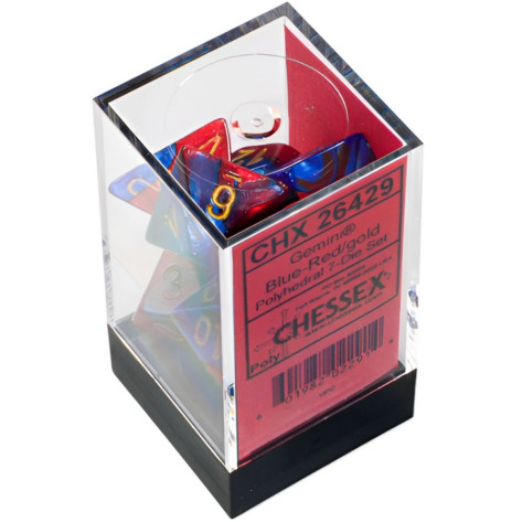 Комплект зарове Chessex Gemini Blue-Red/Gold Polyhedral (7 бр.)