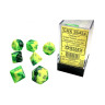 Комплект зарове Chessex Gemini Green-Yellow/Silver Polyhedral (7 бр.)