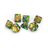 Комплект зарове Chessex - Gemini Polyhedral Dice Set, Gold-Green/White (7 бр.)
