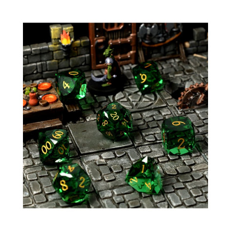 Комплект зарове GlassStaff - Glass RPG Dice Set, Emerald Dagger (7 бр.)