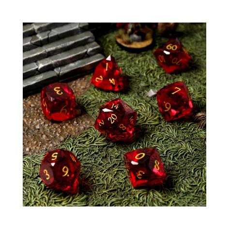 Комплект зарове GlassStaff - Glass RPG Dice Set, Ruby Reckoning (7 бр.)