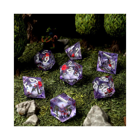 Комплект зарове GlassStaff - Liquid Core RPG Dice Set, Sakura Drift (7 бр.)