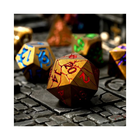 Комплект зарове GlassStaff - Metal RPG Dice Set, Chromatic Ruin (CritStones Anniversary Edition) (7 бр.)