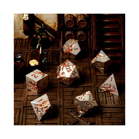 Комплект зарове GlassStaff - Metal RPG Dice Set, Gilded Wyrm (7 бр.)