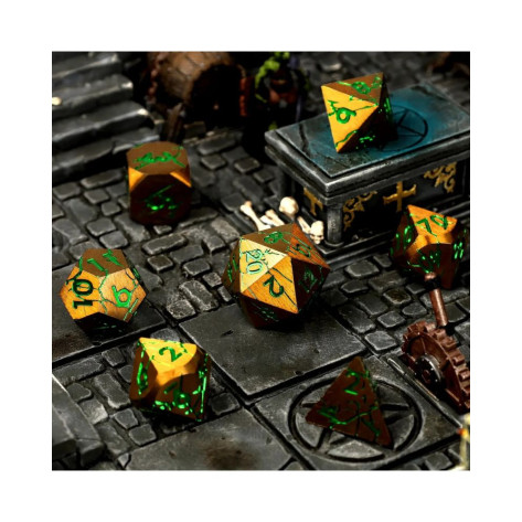 Комплект зарове GlassStaff - Metal RPG Dice Set, Gorgon Gaze (7 бр.)