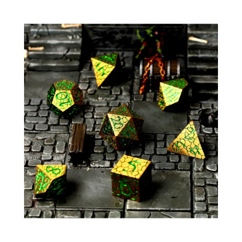 Комплект зарове GlassStaff - Metal RPG Dice Set, Scaleheart Gold (7 бр.)