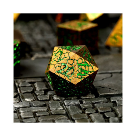 Комплект зарове GlassStaff - Metal RPG Dice Set, Scaleheart Gold (7 бр.)