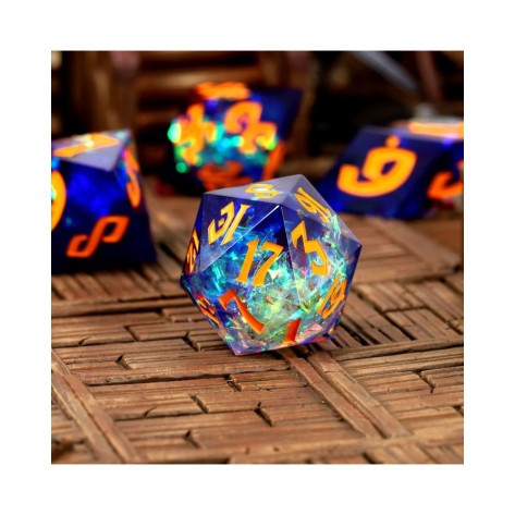 Комплект зарове GlassStaff - Sharp Edge Resin RPG Dice Set, Galactic Ember (7 бр.)