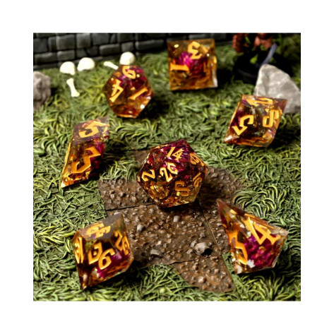 Комплект зарове GlassStaff - Sharp Edge Resin RPG Dice Set, Sunlit Garden (7 бр.)