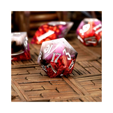 Комплект зарове GlassStaff - Sharp Edge Resin RPG Dice Set, Ruby Rift (7 бр.)