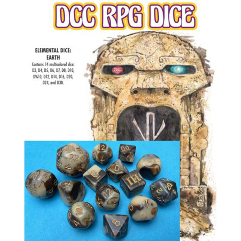 Комплект зарове Goodman Games - Dungeon Crawl Classics RPG: Elemental Dice Set - Earth (14 бр.)