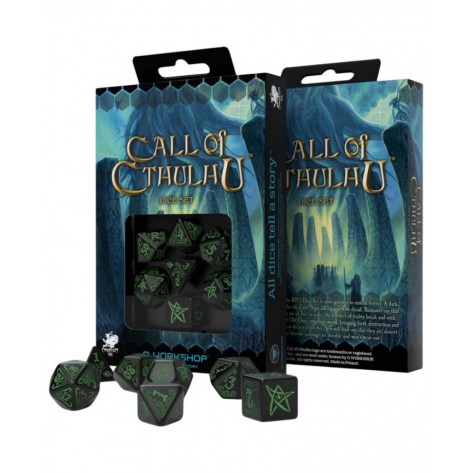 Комплект зарове Q-Workshop - Call of Cthulhu Dice Set: Black & Green (7 бр.)