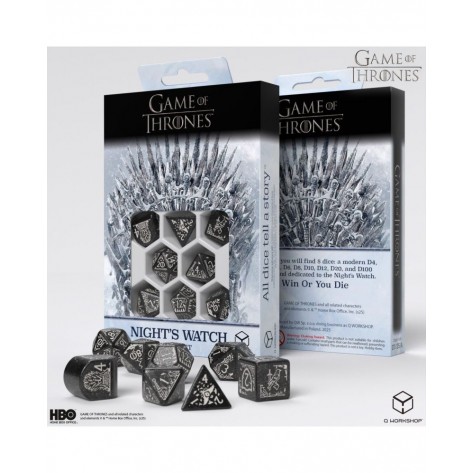 Комплект зарове Q-Workshop - Game of Thrones Dice Set: Night's Watch (8 бр.)