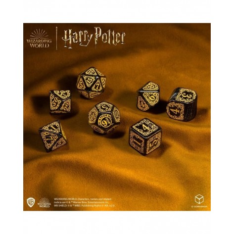 Комплект зарове Q-Workshop - Harry Potter Hufflepuff Modern Dice Set: Black (7 бр.)