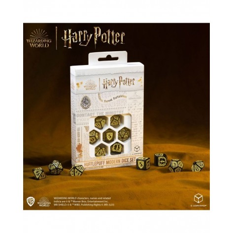 Комплект зарове Q-Workshop - Harry Potter Hufflepuff Modern Dice Set: Black (7 бр.)