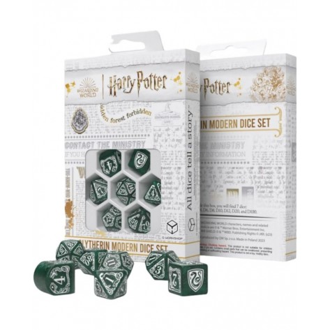 Комплект зарове Q-Workshop - Harry Potter Slytherin Modern Dice Set: Green (7 бр.)