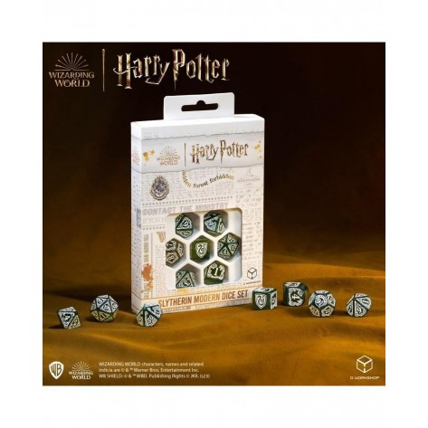 Комплект зарове Q-Workshop - Harry Potter Slytherin Modern Dice Set: Green (7 бр.)