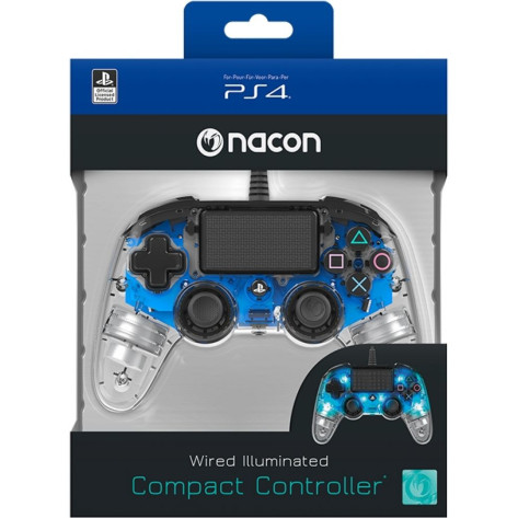 Контролер Nacon за PS4 - Wired Illuminated, crystal blue