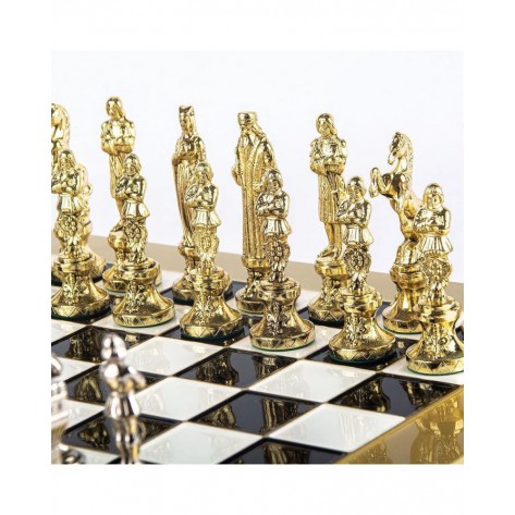 Луксозен шах Manopoulos - Ренесанс, черни полета, 36 x 36 cm