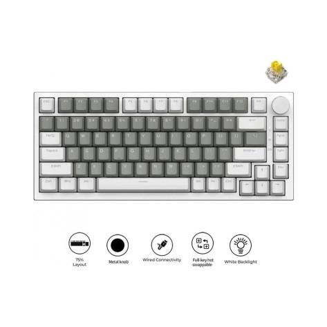 Механична клавиатура AJAZZ - AK820, Red Switches, бяла подсветка, сива/бяла