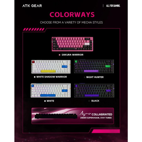 Механична клавиатура ATK - RS6 Ultra, жична, Hall Effect Magnetic, Sakura Warrior