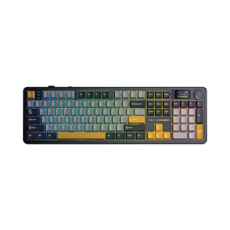 Механична клавиатура Aula - F108 PRO, безжична, Volcanic Switch, RGB, черно/сиво/жълта