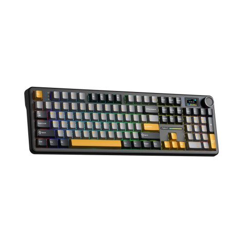 Механична клавиатура Aula - F108 PRO, безжична, Volcanic Switch, RGB, черно/сиво/жълта