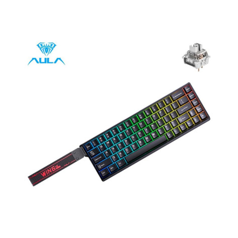 Механична клавиатура AULA - WIN68 HE, Greywood Magnetic Switch, 8K Hz, RGB, черна