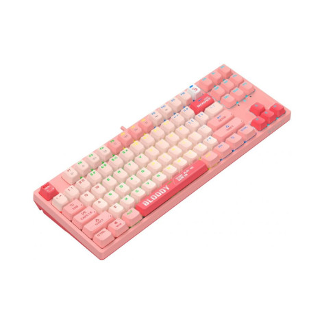 Механична клавиатура Bloody - S87 Energy Pink, BLMS Red Plus Linear, RGB, розова