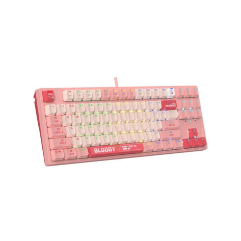 Механична клавиатура Bloody - S87 Energy Pink, BLMS Red Plus Linear, RGB, розова