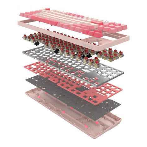 Механична клавиатура Bloody - S87 Energy Pink, BLMS Red Plus Linear, RGB, розова