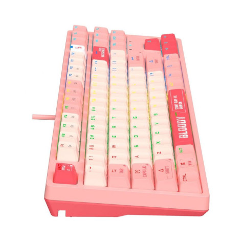 Механична клавиатура Bloody - S87 Energy Pink, BLMS Red Plus Linear, RGB, розова