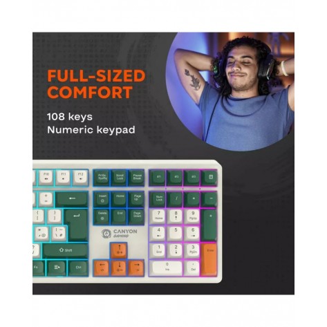 Механична клавиатура Canyon - Shadder GKW-11, безжична, Linear, RGB, бяла