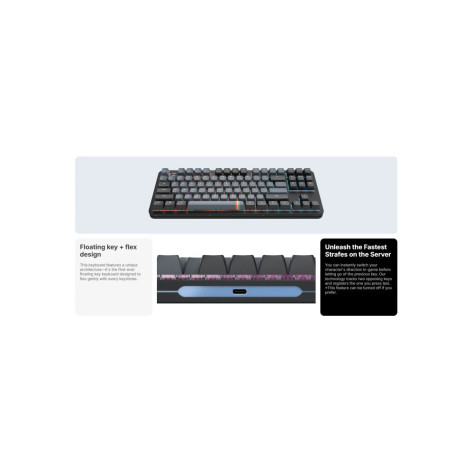 Механична клавиатура Dark Project - ALU87A Midnight, G3MS Zircon Speed Linear, RGB, черна