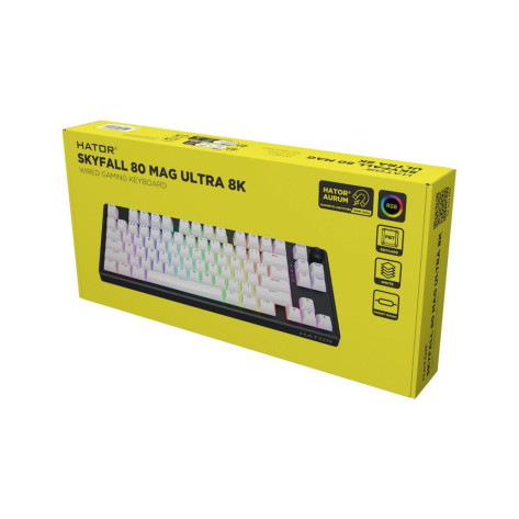 Механична клавиатура Hator - Skyfall 80 MAG ULTRA 8K, Aurum Ice Magnetic, RGB, черна/бяла