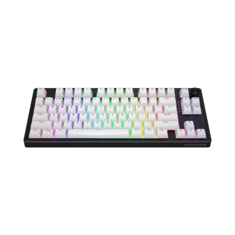 Механична клавиатура Hator - Skyfall Wireless 80, безжична, Aurum Lemon, RGB, черна/бяла