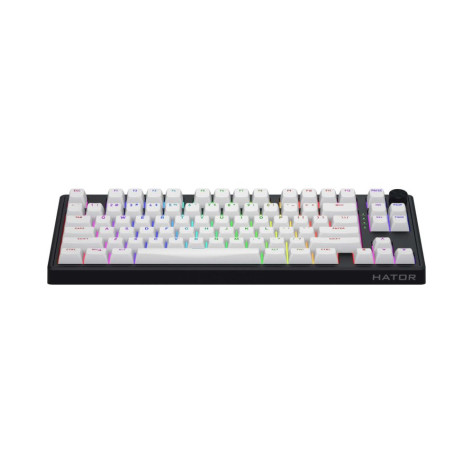 Механична клавиатура Hator - Skyfall Wireless 80, безжична, Aurum Lemon, RGB, черна/бяла