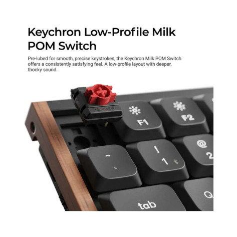 Механична клавиатура Keychron - K3 Max SE, безжична, Milk POM Red, RGB, черна