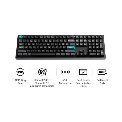 Механична клавиатура Keychron - Q6 Ultra 8K, безжична, Keychron Silk POM Red, RGB, черна