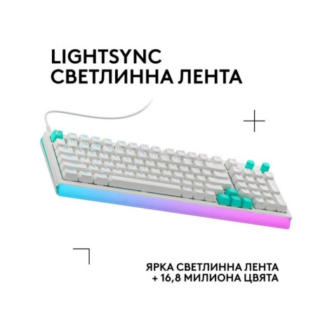 Механична клавиатура Logitech - G512 X 98, Tactile, RGB, бяла