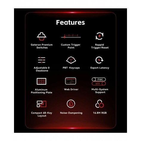 Механична клавиатура Madlions - Fire 68 Pro 8K, Linear, RGB, черна