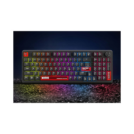Механична клавиатура Marvo - Arma 98 KG937, TNT Peach Linear, 98%, RGB, черна