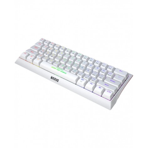 Механична клавиатура Marvo - KG962G Hecate 61R WH White, Red switches, бяла