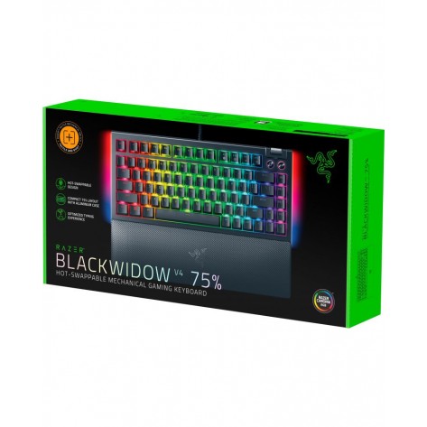 Механична клавиатура Razer - BlackWidow V4 75, Orange, RGB, черна