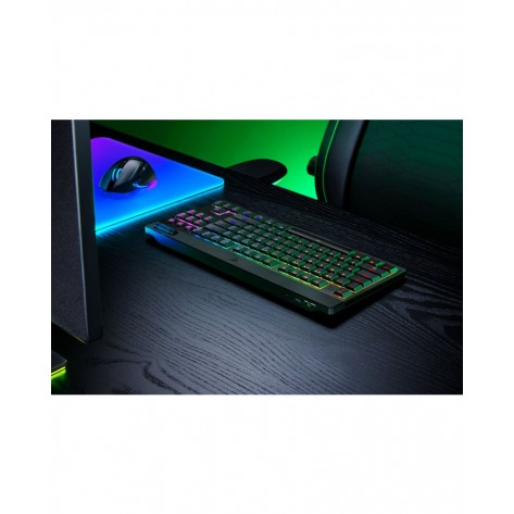 Механична клавиатура Razer - BlackWidow V4 Low-profile HyperSpeed Orange Switch, безжична, Linear, черна