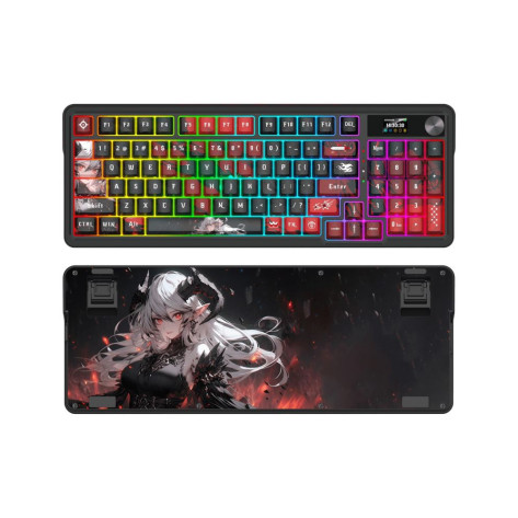 Механична клавиатура Redragon - Artemis Pro Anime AK K719AK-RGB-PRO, безжична, Redragon Yellow, RGB, черна