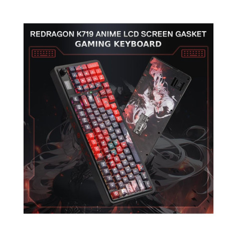 Механична клавиатура Redragon - Artemis Pro Anime AK K719AK-RGB-PRO, безжична, Redragon Yellow, RGB, черна