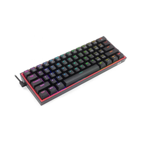 Механична клавиатура Redragon - K617 Fizz, Red Linear, RGB, 60%, черна