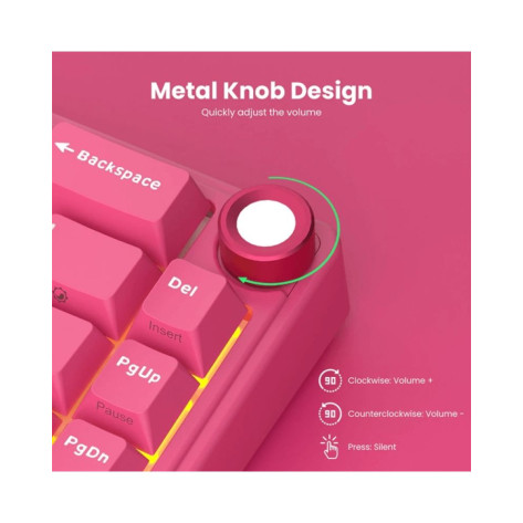 Механична клавиатура Royal Kludge - R65 Berry Red, Cream Switch, RGB, Berry Red