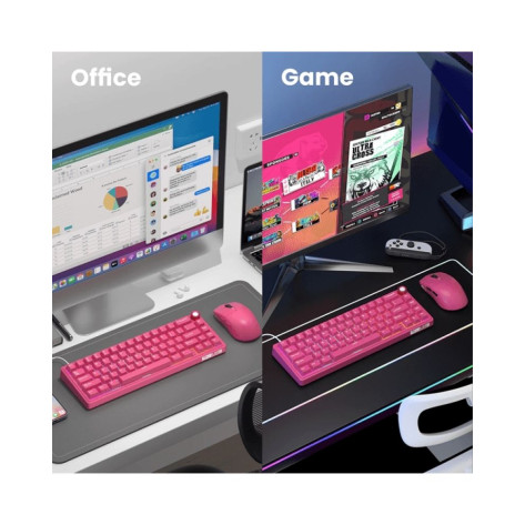 Механична клавиатура Royal Kludge - R65 Berry Red, Cream Switch, RGB, Berry Red